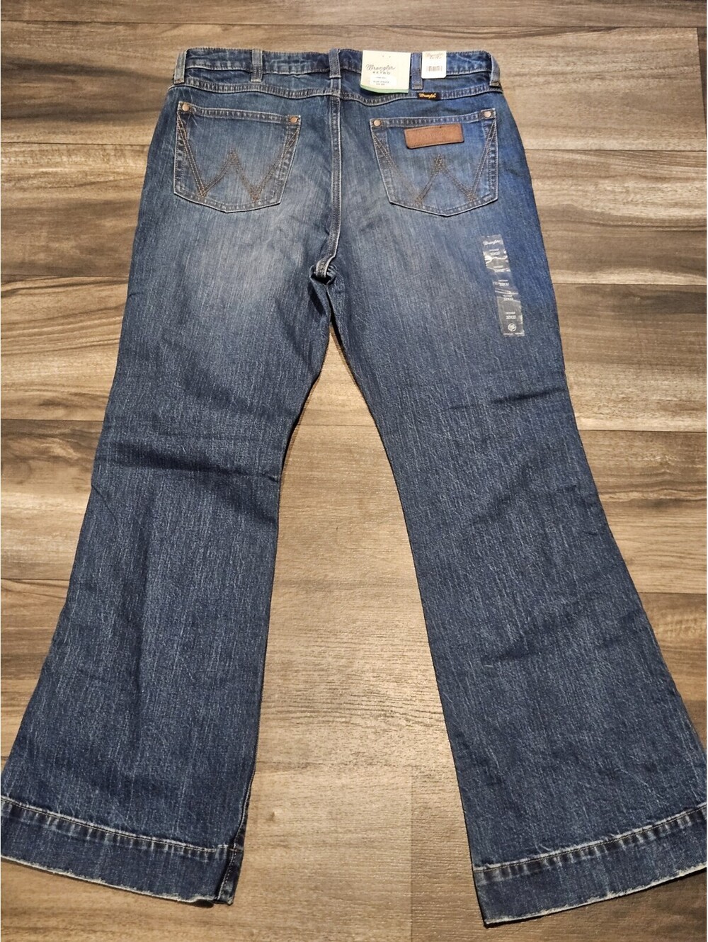 Wrangler Womens 32x32 Denim The Green Jean Trouser High Rise Flare Wide Leg Blue